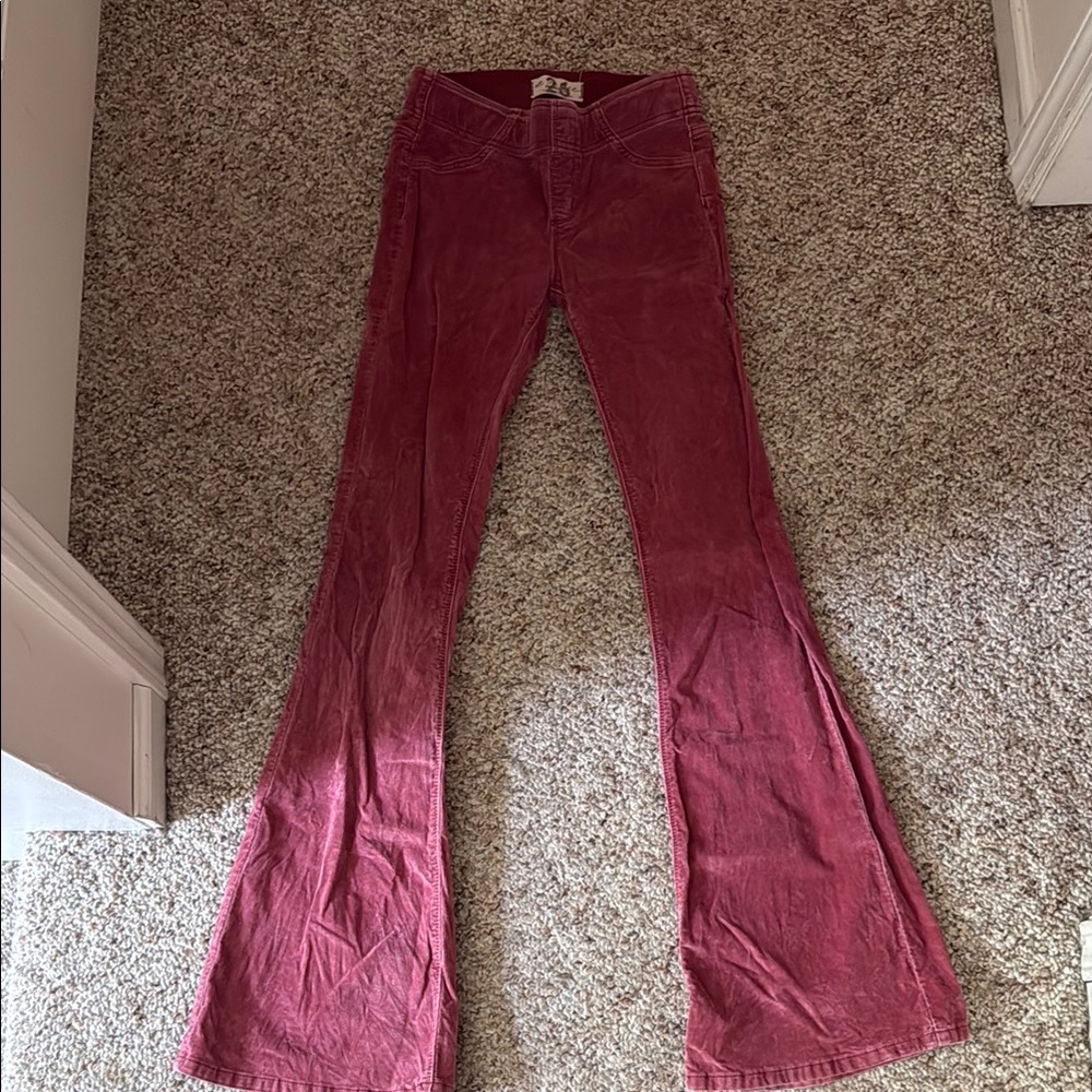 We The Free Red Small Cord Flared Pants